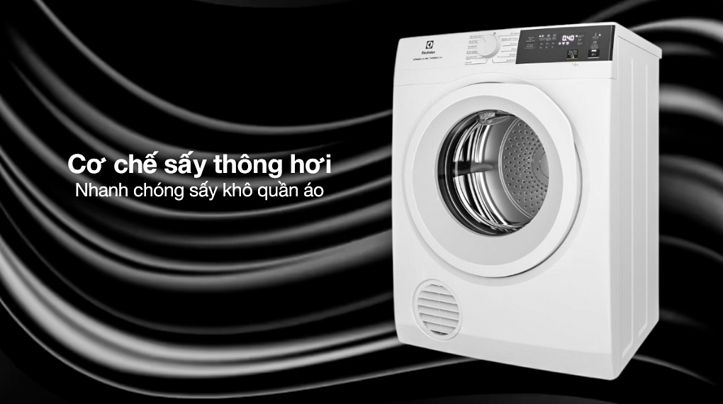 Máy sấy thông hơi Electrolux UltimateCare EDV904H3WC 9 kg với cơ chế sấy thông hơi giúp nhanh chóng sấy khô quần áo